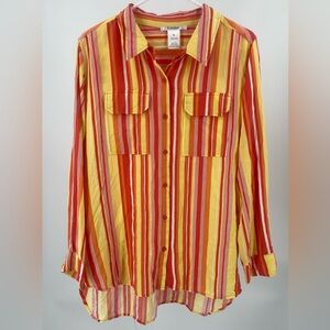 K‎ Jordan long sleeve colorful rayon button down shirt. Size XL